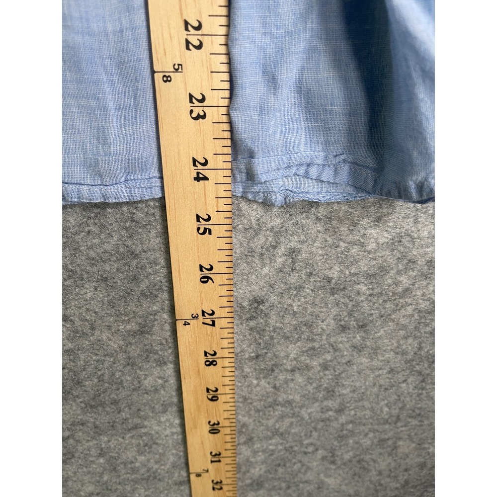 Gap Womens Blue Pintuck Pleated Linen Blend Band Collar Blouse Top Small - Picture 5 of 6